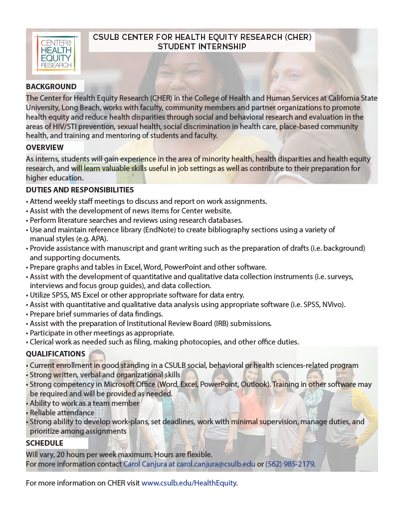 CHER Internship Application CSULB Center for Health Equity Research